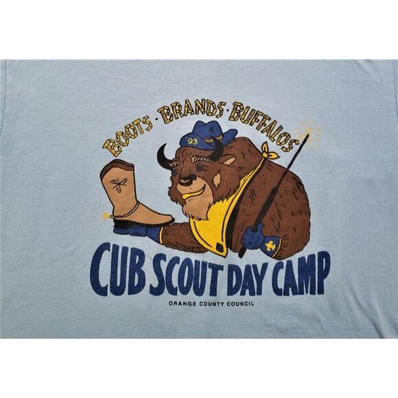 Vintage Cub Scout Shirt Mens Large Orange County Council Day Camp Beast - Picture 2 of 6